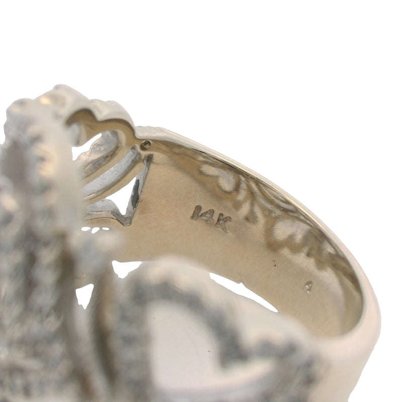 EFFY Solid 14kt White Gold Diamond Swirl Heart Statement 20mm Cluster Ring Size 7.5