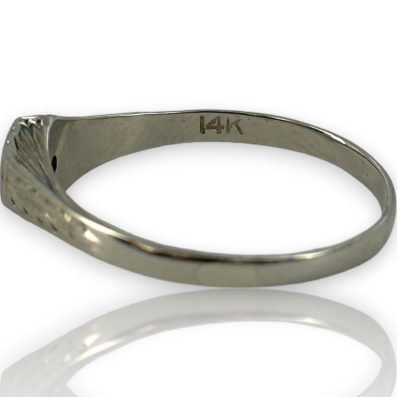 Antique Art Deco 1920s 14kt White Gold Handmade Hexagon Set Diamond Solitaire Ring