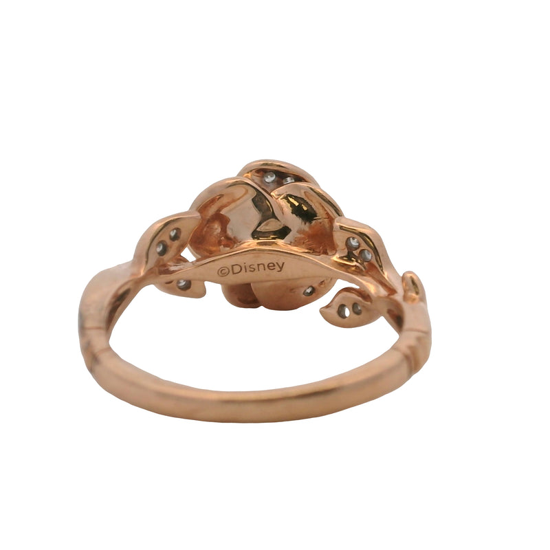 Enchanted Disney Belle Collection 10kt Rose Gold 3D Rose with Diamonds Ring Size 5.5