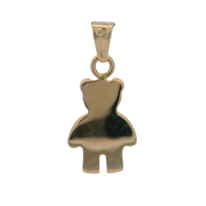 Solid 18kt Yellow Gold Mini Teddy Bear 21.5mm Long Pendant with Black Spinel Eyes