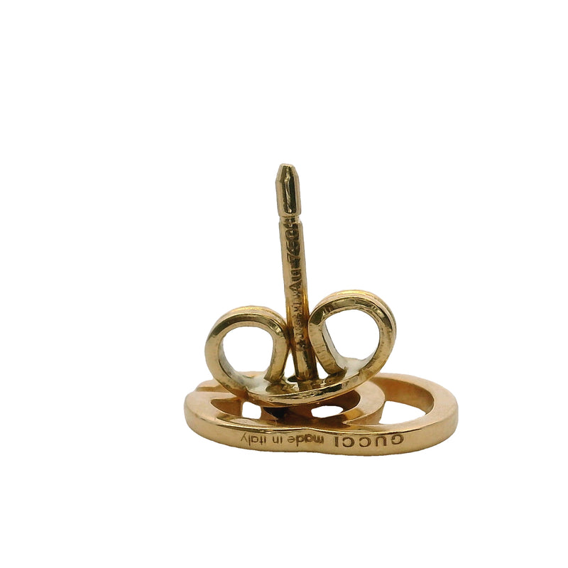 Gucci GG Running Logo Stud Earrings In Solid 18kt Yellow Gold Made in Italy