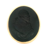 Antique Solid 14kt Yellow Gold Black Carved Wedgewood Intaglio Ring Size 6