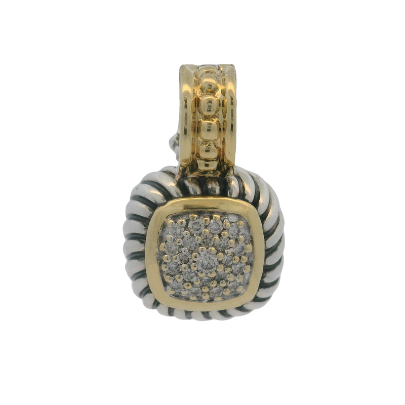 David Yurman 925 Sterling Silver 18kt Yellow Gold Albion Diamond Enhancer Pendant