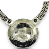 Didae Shablool 1980s 925 Sterling Silver and 14kt Yellow Gold Herringbone Chain 18" Medal Necklace Made in Israel