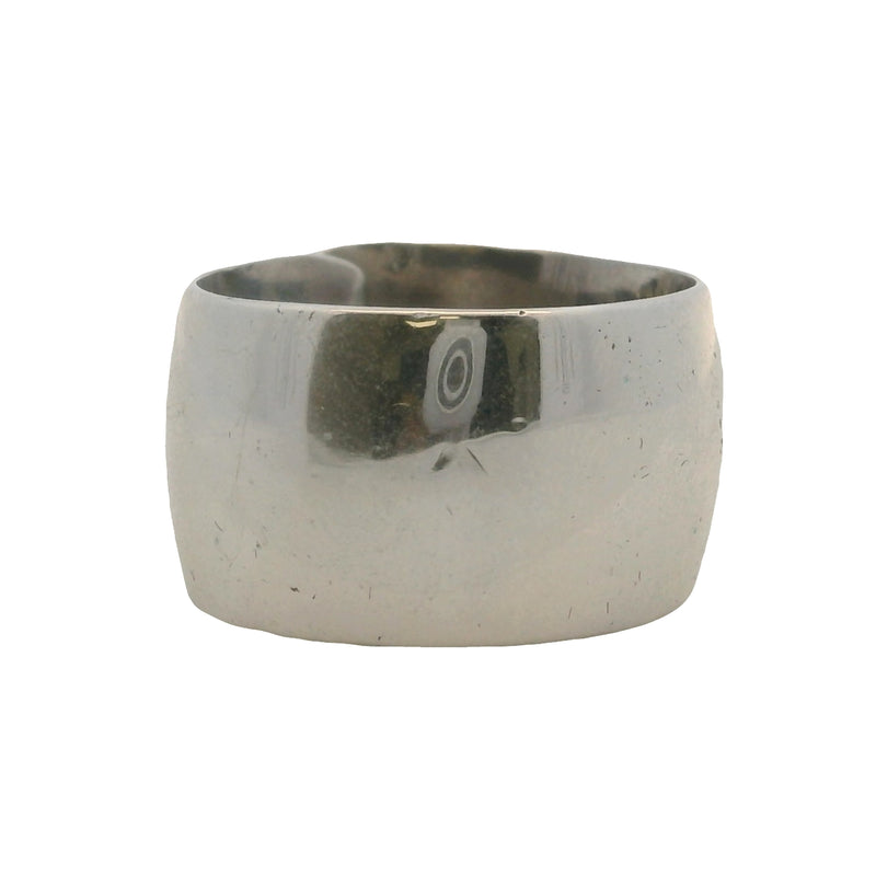 Lilly Barrack 925 Sterling Silver and 14kt Yellow Gold 12.5mm Cigar Band Ring Size 8.5