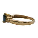 14kt Yellow Gold Dainty Pear Sapphire Solitaire Ring with Accent Diamonds Size 4.75
