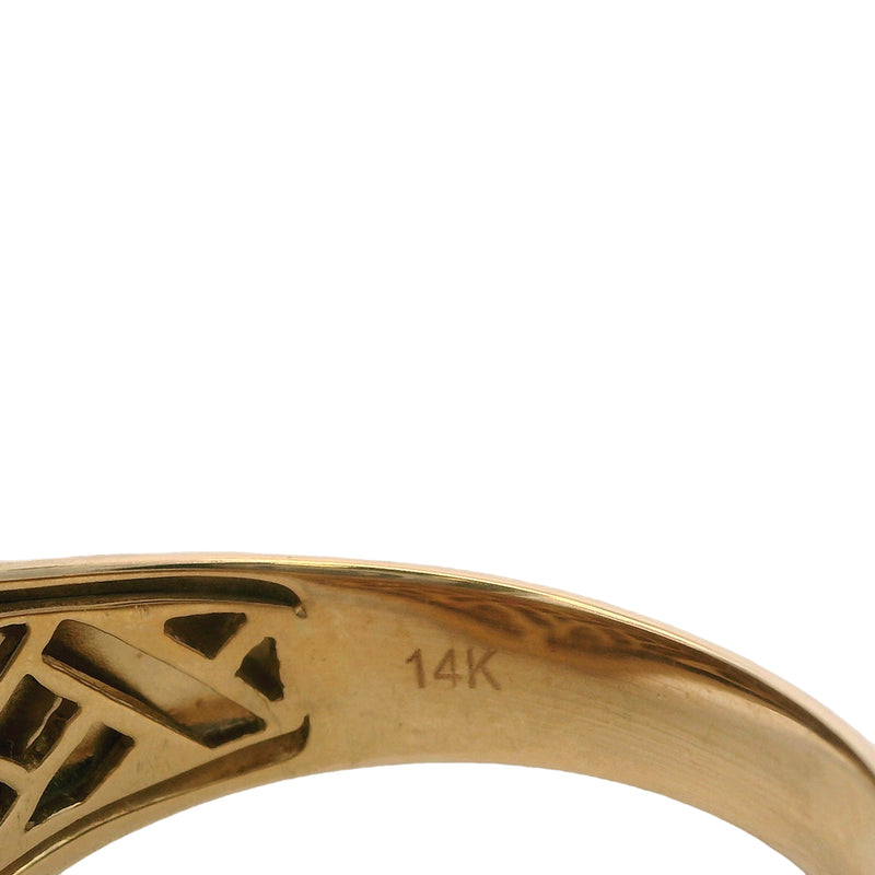 Retired EFFY 14kt Yellow Gold Panther Signet Ring with Emerald and Ruby Size 10