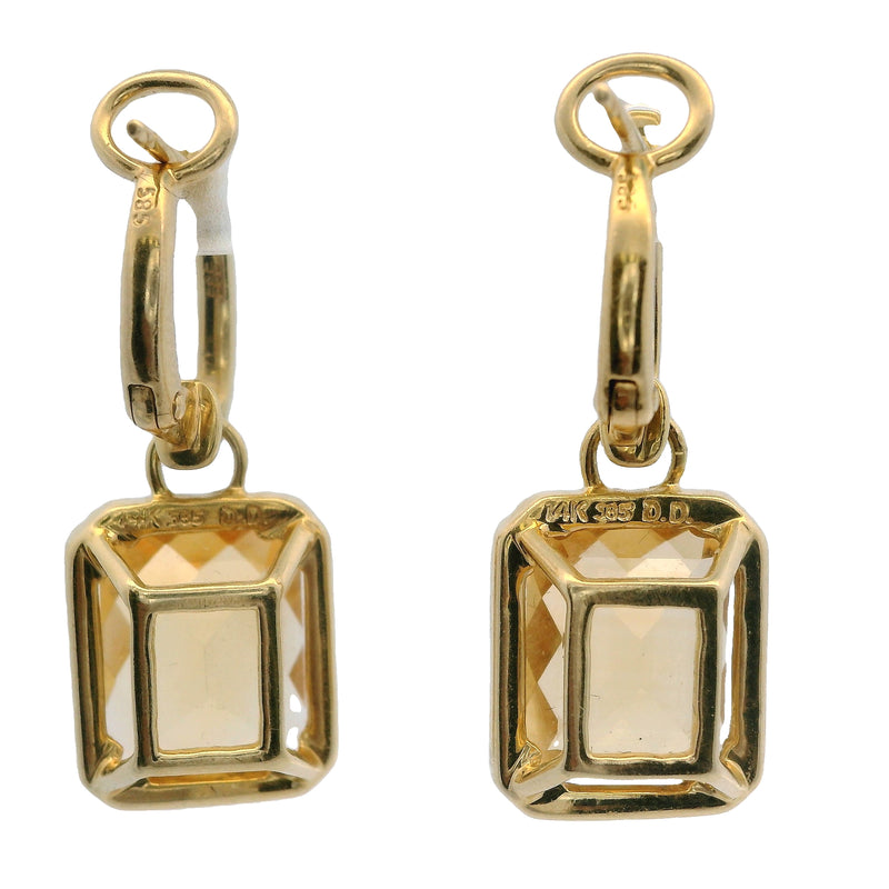 14kt Yellow Gold Citrine and Diamond Convertible Huggie Hoops to Drop/Dangle Omega Back Earrings
