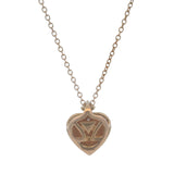 Le Vian Solid 14kt Rose Gold and White and Brown Diamond Heart Pendant Necklace 18.5"