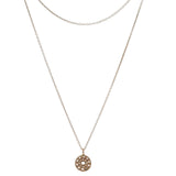 Italian Solid 14kt Rose Gold and CZ Sparkling Circle Pendant Cable Necklace 17.5"