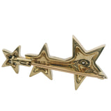 Solid 14kt Yellow Gold and Diamonds 3 Stars Celestial 1.4" Long Brooch Pin