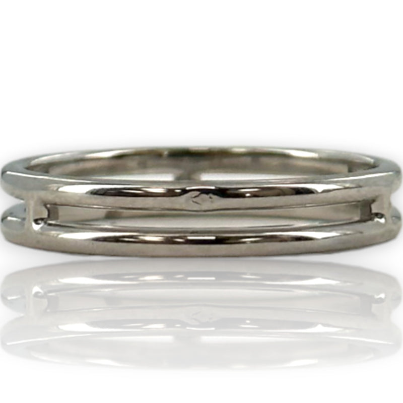 HERMES 18kt White Gold 3.6mm Ariane Wedding Band Size 7 Ring