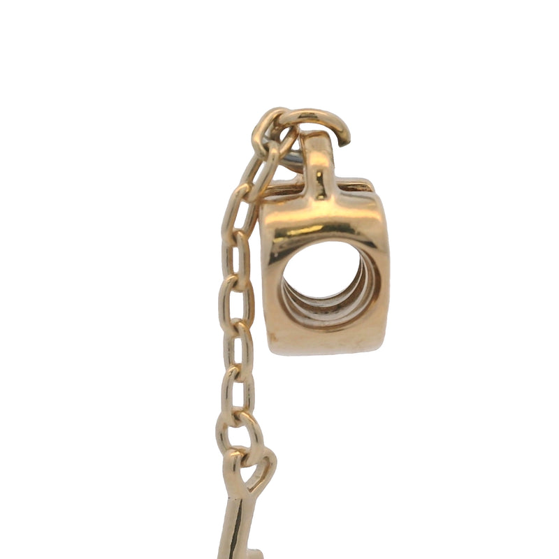 Pandora Retired Solid 14kt Yellow Gold Key To My Heart Lock and Key Slider Charm
