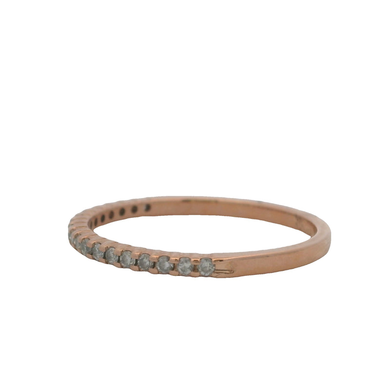 Solid 10kt Rose Gold and Diamond Thin 1.6mm Half-Eternity Band Ring Size 7