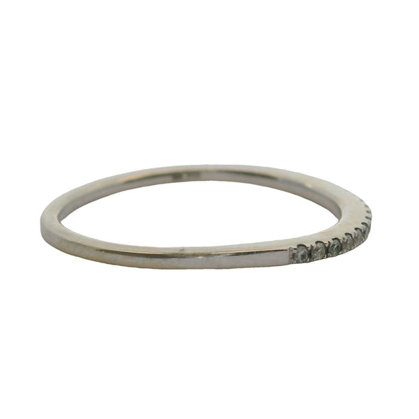 10kt White Gold and Diamond Line Stackable Wedding Band Ring Size 6.5