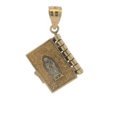 Solid 14kt Yellow Gold Opening Spanish Holy Bible Dangle Charm