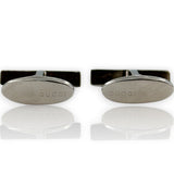 GUCCI Solid 18kt White Gold and Diamond Whale Back GG Logo Cufflinks Made In Arezzo, Italy with Italian and Swiss Hallmarks