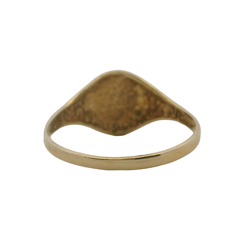 Solid 14kt Yellow Gold Small Circle Minimalist Blank Signet Ring Size 7