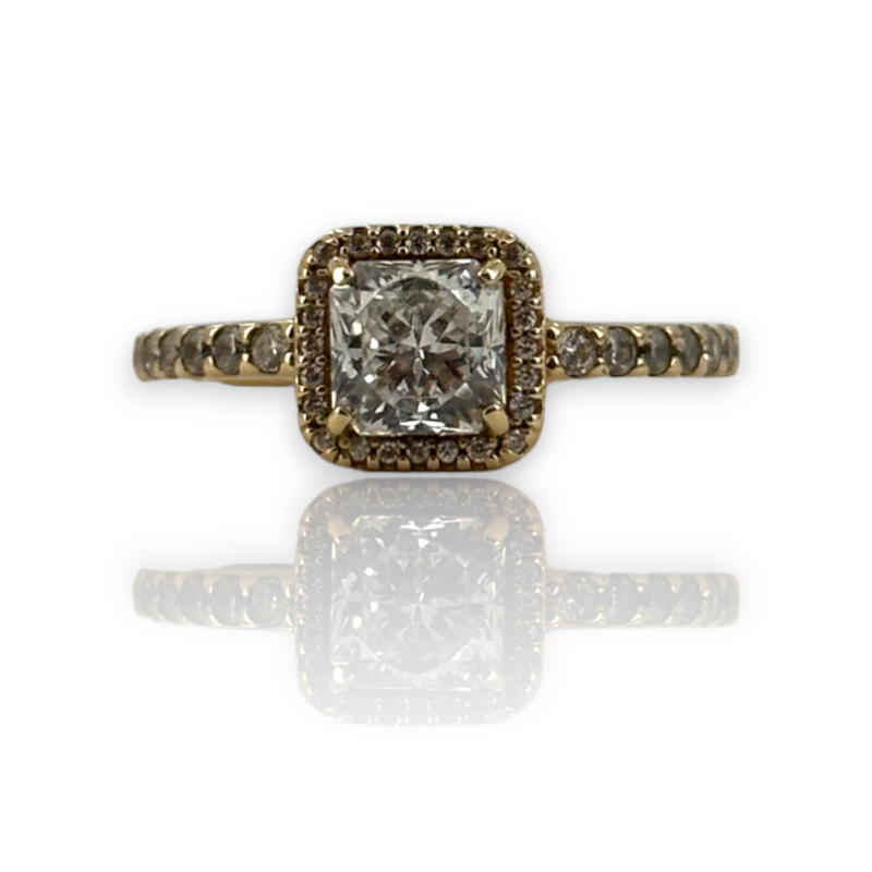 Pandora ALE G585 14KT 585 Yellow Gold Square Sparkle Ring Size