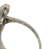 Antique 1920s Art Deco Solid 18kt White Gold 0.29ctw Diamond and Lab Sapphire Filigree Dinner Ring Size 6.5