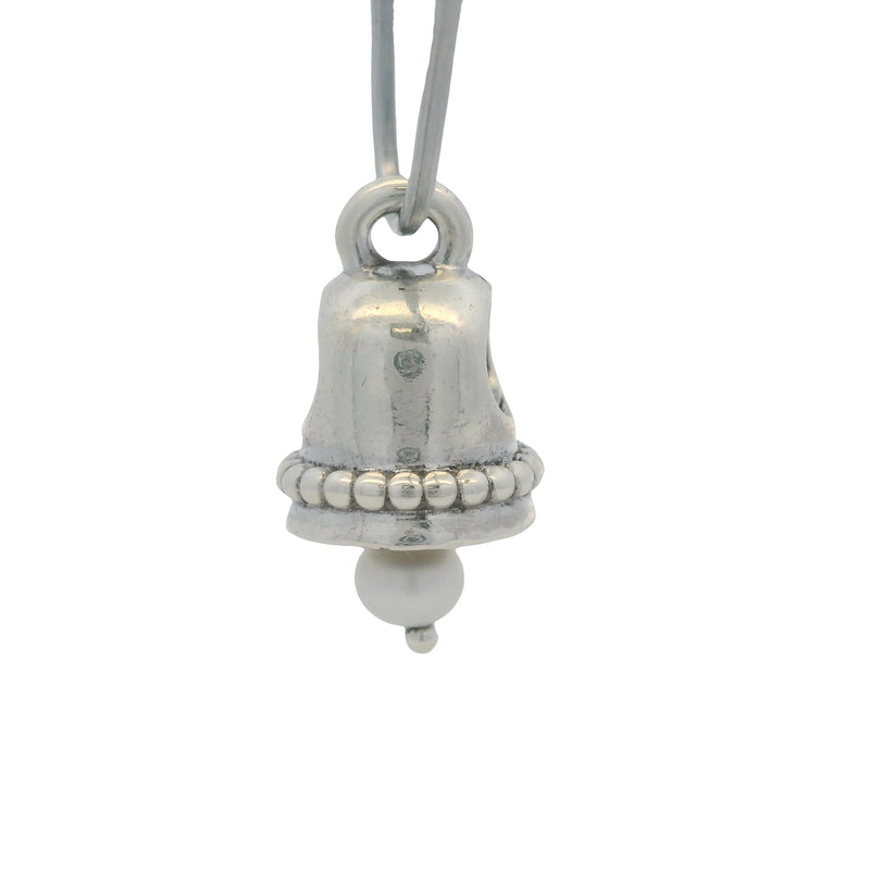 Pandora Solid 925 Sterling Silver Wedding Bell Charm with Freshwater Pearl Dangle Slider Charm
