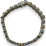 Multi-Color 14ctw Sapphires & Diamonds Wide Tennis Bracelet 14kt White Gold