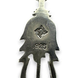 925 Sterling Silver Sunwest Brand Stamped Native American Charm Drop Dangle Earrings With Plastic Stone Accents