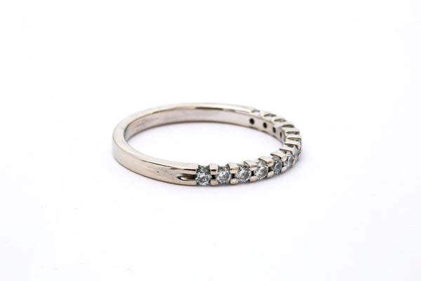 Stackable 2mm Round Brilliant Diamond 14k 585 White Gold Band Ring Size 7.5