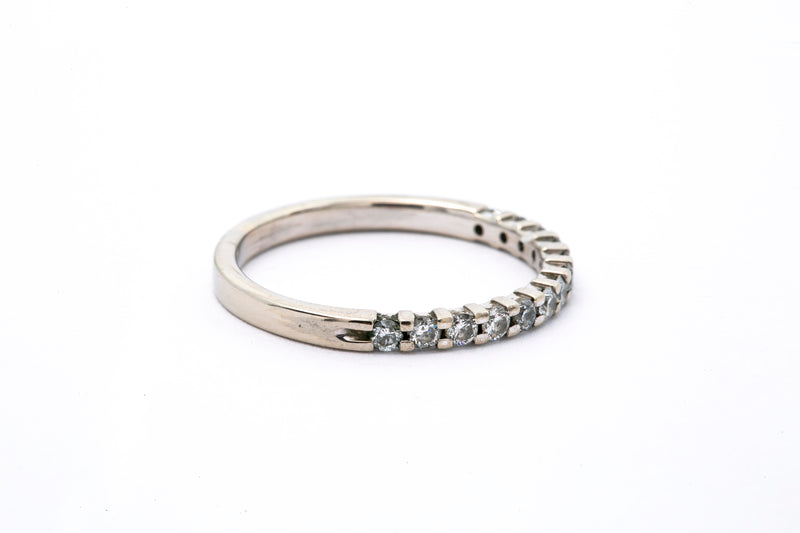 Stackable 2mm Round Brilliant Diamond 14k 585 White Gold Band Ring Size 7.5