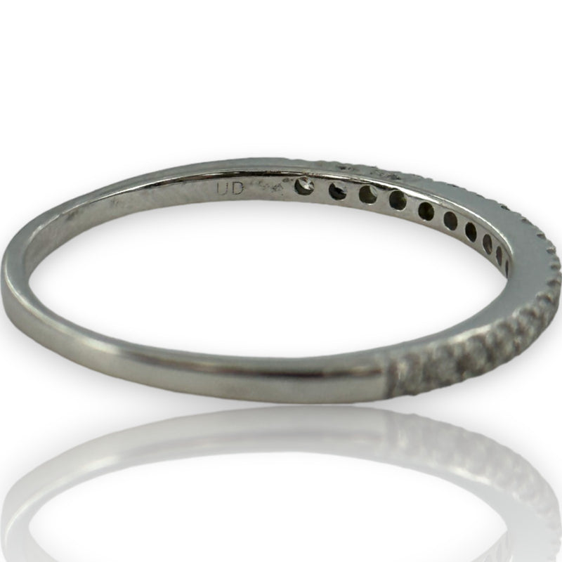 Alianza de boda apilable de media eternidad con diseños únicos en oro blanco de 14 kt y diamantes, talla 11