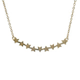 Solid 14kt Yellow Gold 18" Line of Stars Stationed on Cable Chain Necklace
