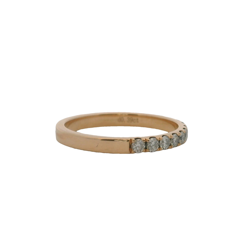 Solid 18kt Yellow Gold Half-Eternity 0.39ctw Diamond Stackable Band Ring Size 6