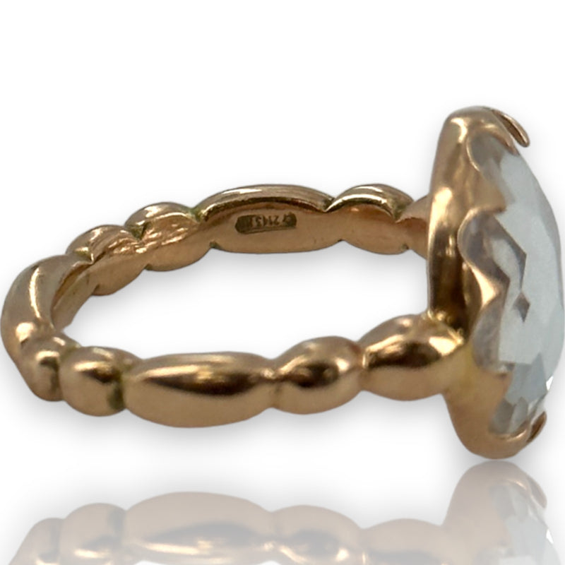 Laurent Gandini Bon Ton Collection 9kt Rose Gold Transparent Rock Crystal Ring Made in Italy