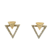 Ken Thompson 14kt Yellow Gold and Diamond Double Triangle Stud Earrings
