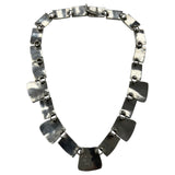 Vintage Taxco 925 Sterling Silver and Malachite Shards Riviere Collar 17" Necklace