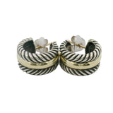 David Yurman Cable Collectibles 925 Sterling and 14k Yellow Gold Huggie Hoops Earrings