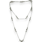 Beny Sofer Solid 14kt White Gold 36" Long 3-Station Milgrain 2.24ctw Diamond Chain Necklace
