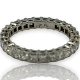 Vintage M Fisher CO 1980s Solid Platinum and Princess Cut Diamond 3mm Eternity Band Size 6.5 Ring