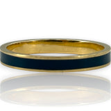 Imperial Gold Co Solid 14kt Yellow Gold and Blue Enamel Stackable 3mm Band Ring Size 10 Made In Mexico