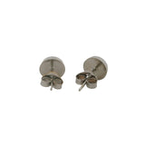 Solid 14kt White Gold Faceted 6mm Button Stud Earrings