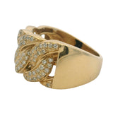 Solid 14kt Yellow Gold and Natural Diamond 12mm Large Chain Shaped Pave Ring Size 10