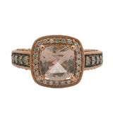 Le Vian Solid 14kt Rose Gold Pink Morganite and Diamond Halo Cocktail Fashion Ring Size 7