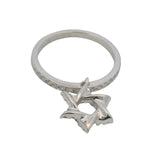 Djula Solid 18kt White Gold and 0.24ctw Diamond Star of David Dangle Pinky Ring Size 2.5
