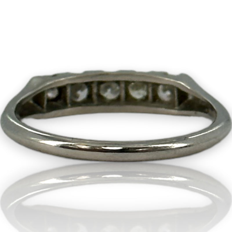 Late Art Deco William Wise & Son Platinum and Diamond Half Eternity Band Wedding Stackable Ring