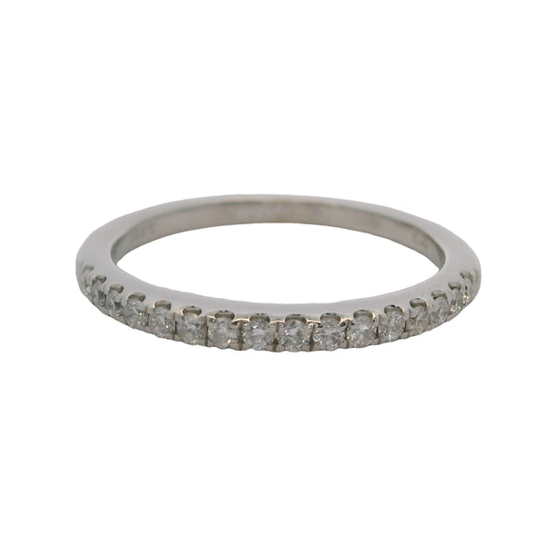 Solid 14kt White Gold and Diamond 2mm Stackable Wedding Ring Size 5