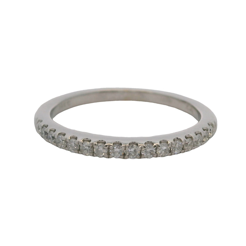 Solid 14kt White Gold and Diamond 2mm Stackable Wedding Ring Size 5
