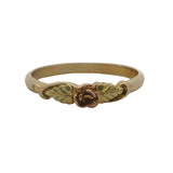 Flower Rose & Yellow Gold Band Stackable Ring 10k 417 Size 8