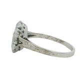 Antique 1935 Solid 900 Platinum and Old Cut 0.54ctw Diamonds Flower Cluster Cocktail Ring Size 6.25
