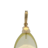 RL 14kt Yellow Gold Peridot Teardrop Large Drop Necklace Pendant With Diamond Bail