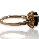 LeVian Solid 14kt Strawberry Rose Gold Ring with Chocolate Smokey Quartz and Diamond Accents Size 6.75